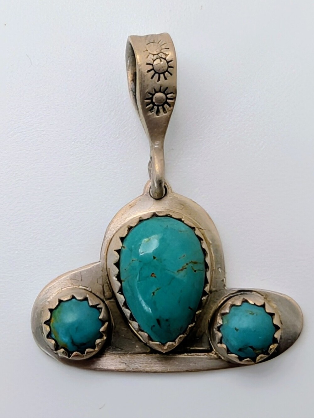 Turquoise Cloud 3 Stone Pendant S925 Sterling Silver